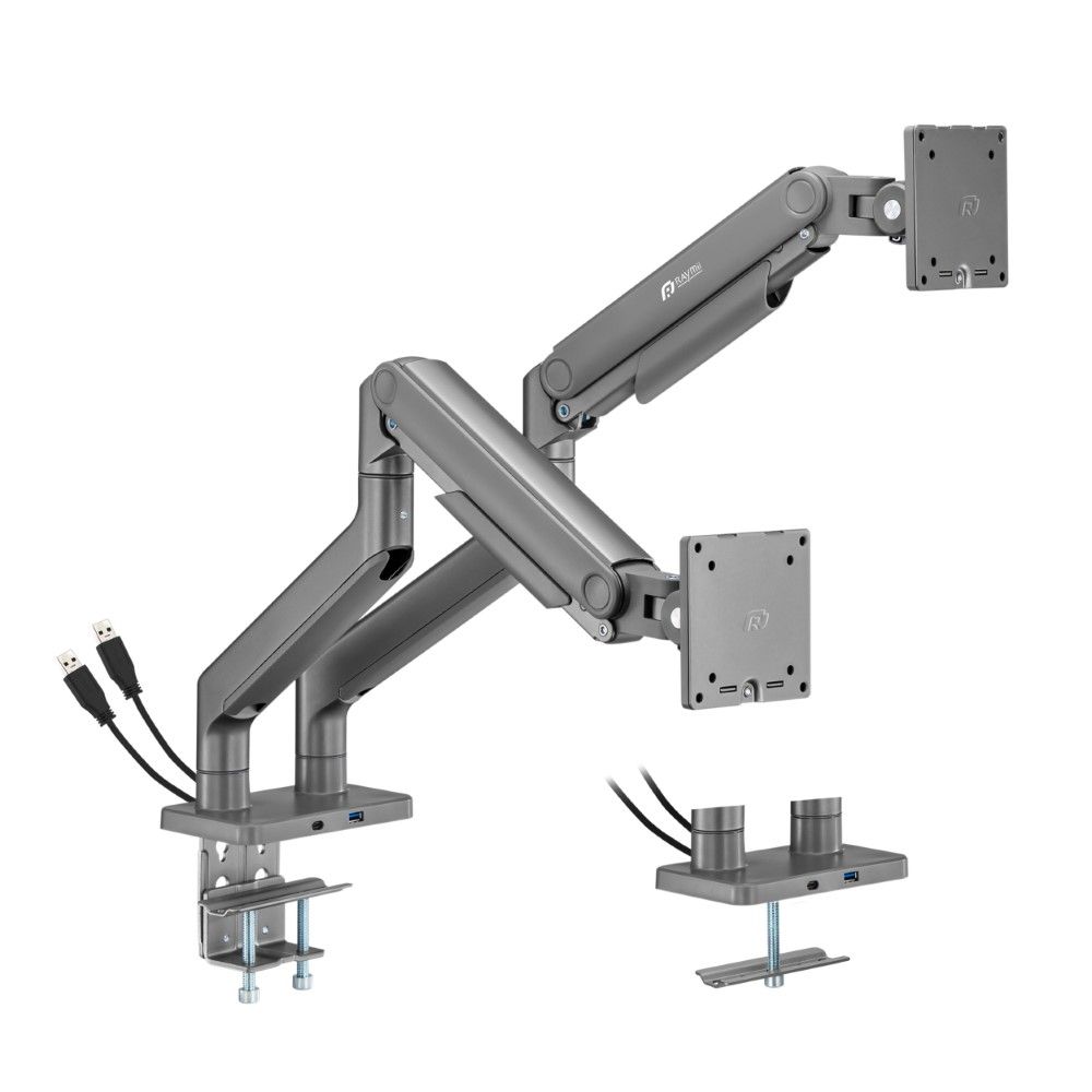 Raymii 瑞米   LS-76-M2 鋁合金 彈簧式雙螢幕支架 USB3.0 TYPE-C 螢幕架 螢幕增高支架