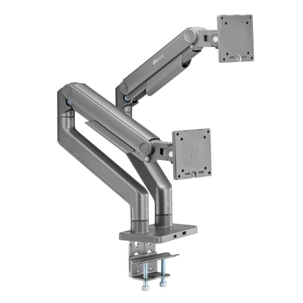 Raymii 瑞米   LS-76-M2 鋁合金 彈簧式雙螢幕支架 USB3.0 TYPE-C 螢幕架 螢幕增高支架