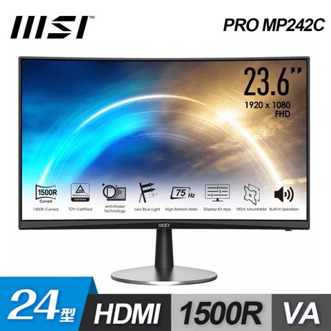 MSI 微星 PRO MP242C  24型 VA曲面美型螢幕