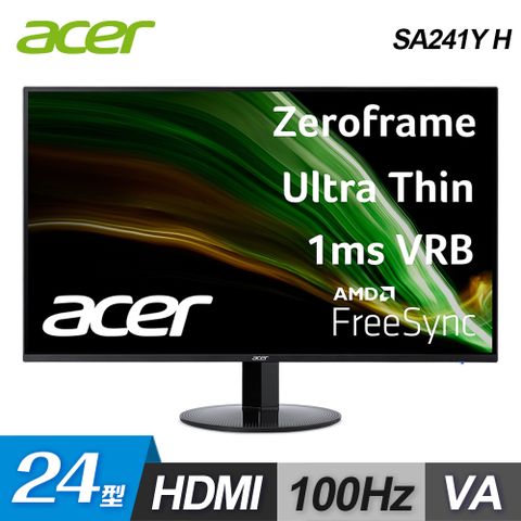 【Acer 宏碁】24型 SA241Y H 100hz 超薄螢幕FHD/HDMI/喇叭/VA/100Hz
