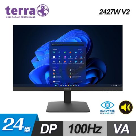 【Terra 沃特曼】2427W V2 24型 VA 低藍光不閃屏螢幕24型/FHD/HDMI/DP/喇叭/VA/Type-C