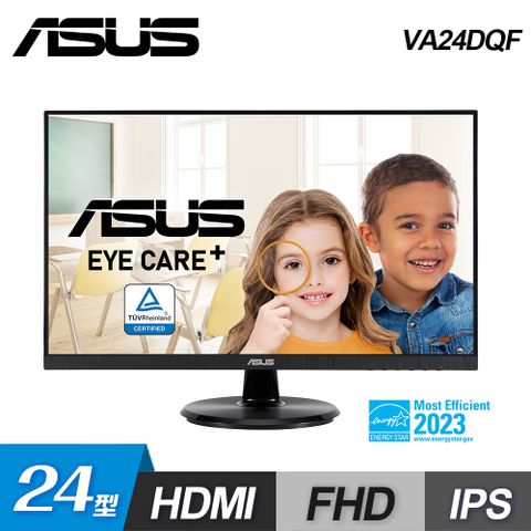 【ASUS 華碩】VA24DQF 24型 IPS 100Hz 無邊框螢幕1ms/低藍光不閃屏/喇叭