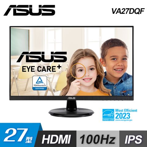 【ASUS 華碩】VA27DQF 27型 IPS 100Hz 無邊框螢幕FHD/HDMI/IPS/100Hz