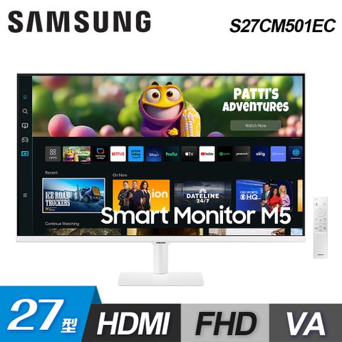 【SAMSUNG 三星】S27CM501EC M5 27型 智慧聯網螢幕 白色內建智慧電視功能