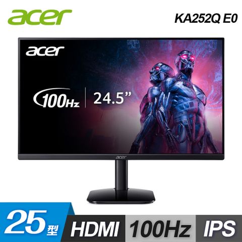 【Acer 宏碁】KA252Q E0 25型 IPS 無邊框螢幕FHD/100Hz/1ms/IPS/FreeSync