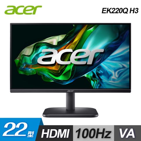 ACER 宏碁 EK220Q H3 22型VA 抗閃螢幕