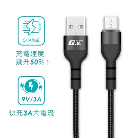 【GJL】MICRO USB 充電線 黑色 / 1M傳輸Ｘ充電