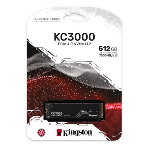 【Kingston 金士頓】KC3000 512GB PCIe 4.0 NVMe M.2 SSD 固態硬碟讀7000M/寫3900M/3D TLC/五年保