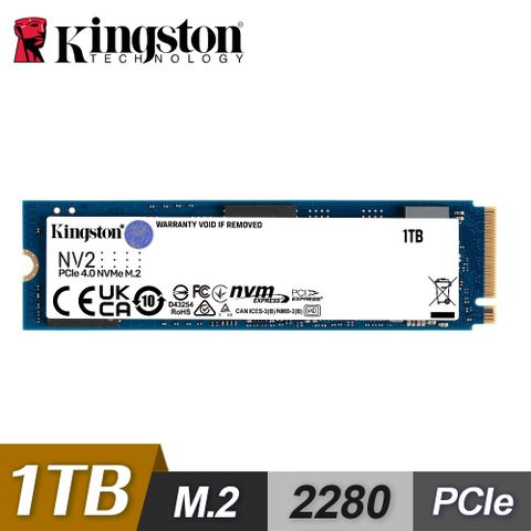 【Kingston 金士頓】NV2 1TB M.2 PCIe SSD固態硬碟讀:3500M/寫:2100M
