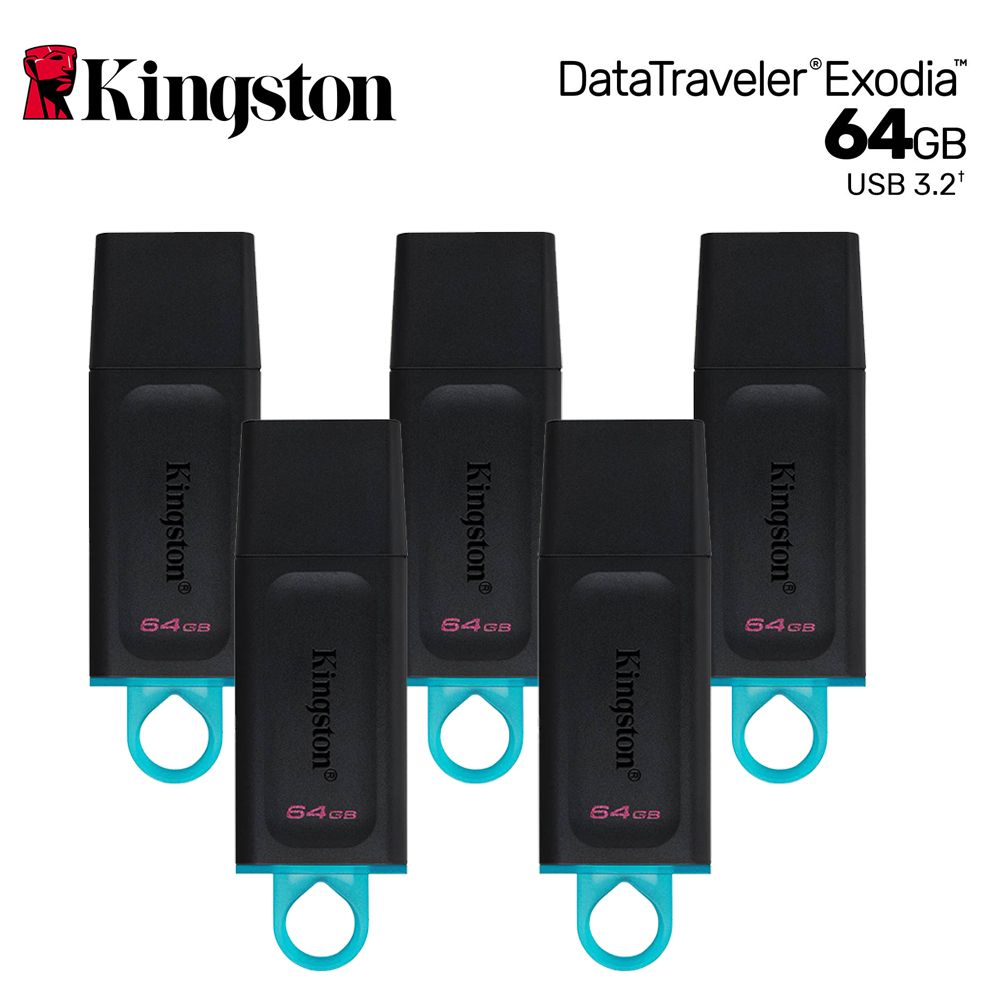  【Kingston 金士頓】DataTraveler Exodia USB3.2 64GB 隨身碟-5入