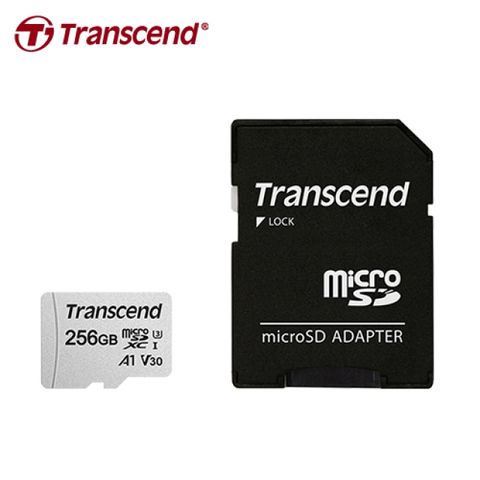 【Transcend 創見】microSDXC/SDHC 300S 256G 記憶卡 附轉卡每秒高達95MB及45MB的讀寫速度
