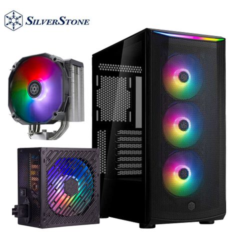 【SilverStone 銀欣】ARGB 機殼塔扇電供組CPU散熱器+ATX 電源+ATX 機殼