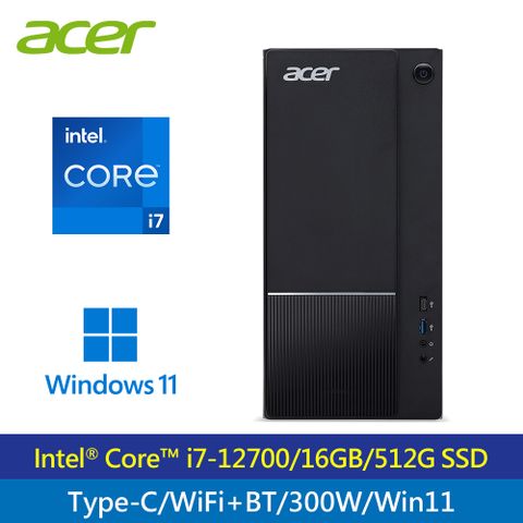 【Acer 宏碁】Aspire TC-1750 i7-12700H 桌上型電腦i7-12700/16G/512G SSD/UHD