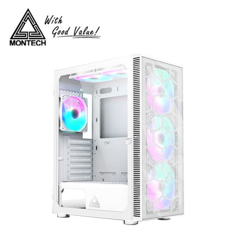 【MONTECH 君主】X3 MESH 電腦機殼-白預裝6顆RGB固定光風扇