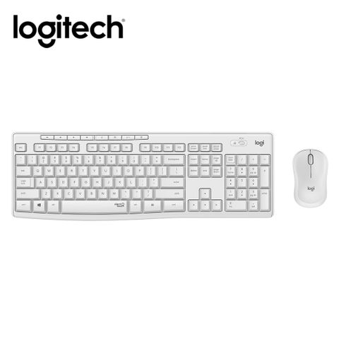 Logitech 羅技 MK295 靜音鍵鼠組-珍珠白