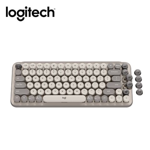 【Logitech 羅技】POP Keys 無線機械鍵盤 茶軸 / 迷霧灰活潑美學 極簡布局