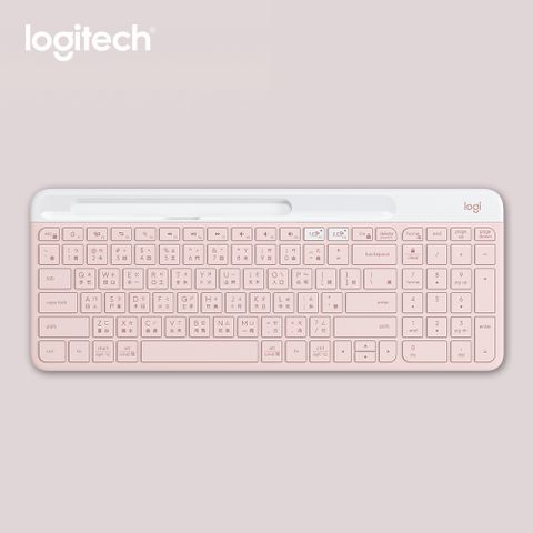 【Logitech 羅技】K580 超薄跨平台藍牙鍵盤 / 玫瑰粉剪刀腳鍵盤安靜舒適