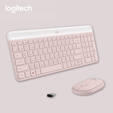 【Logitech 羅技】MK470 超薄無線鍵鼠組/玫瑰粉纖薄外型與精簡設計