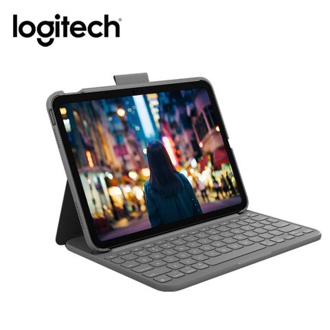 【Logitech 羅技】Slim Folio 輕薄鍵盤保護套 - iPad 10代專用纖薄輕巧柔軟面料