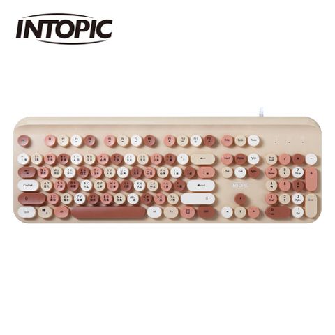 INTOPIC 廣鼎 KBD-98 炫彩復古圓鍵帽鍵盤-沙漠棕彩