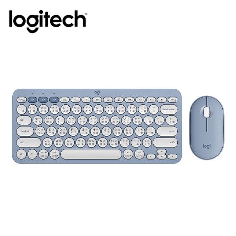 【Logitech 羅技】Pebble 2 Combo 無線藍芽鍵盤滑鼠組 午夜藍注音鍵盤