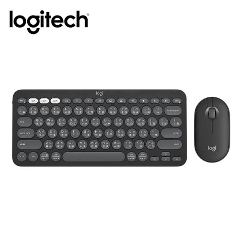 【Logitech 羅技】Pebble 2 Combo 無線藍芽鍵盤滑鼠組 石墨灰注音鍵盤