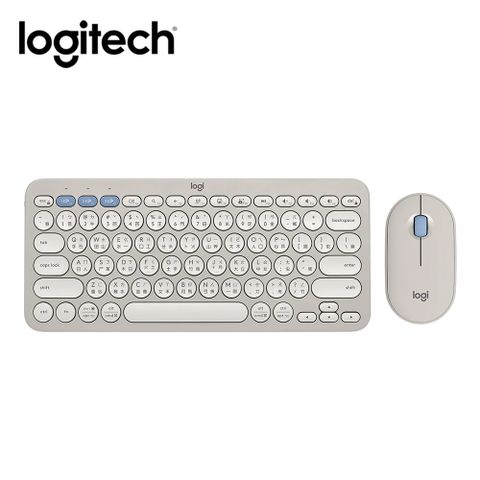【Logitech 羅技】Pebble 2 Combo 無線藍牙鍵盤滑鼠組 迷霧灰注音鍵盤