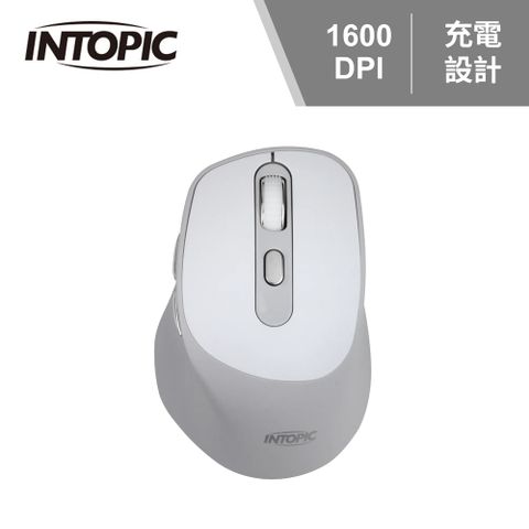 INTOPIC 廣鼎 MSW-C160 2.4GHZ充電靜音無線滑鼠-白