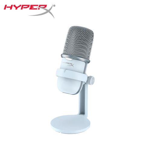 【HyperX】SoloCast USB 電競麥克風-白 519T2AA觸控式靜音控制搭配 LED 狀態指示燈