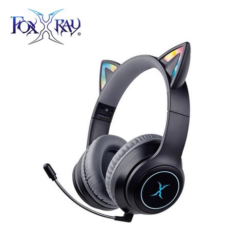 【FOXXRAY 狐鐳】FXR-HAB-10 炫喵響狐無線電競耳機-黑RGB發光貓耳造型設計