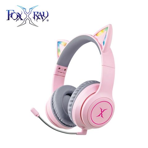 【FOXXRAY 狐鐳】FXR-HAB-10 炫喵響狐無線電競耳機-粉RGB發光貓耳造型設計