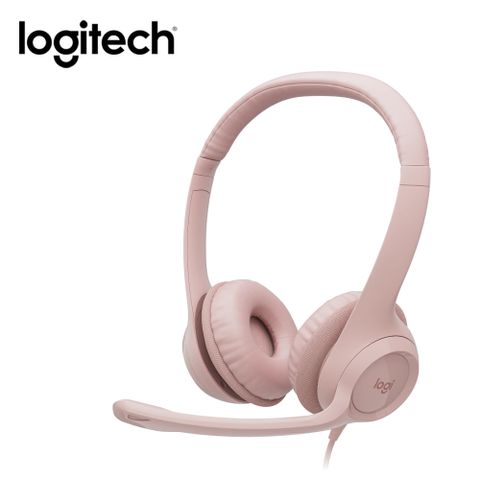 【Logitech 羅技】H390 USB耳機麥克風 玫瑰粉可旋轉麥克風