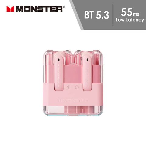 【MONSTER 魔聲】MON-XKT12 琉光粉彩藍牙耳機-珊瑚粉藍牙5.3版