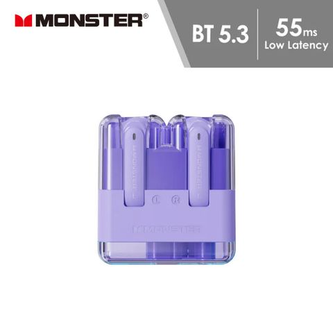 【MONSTER 魔聲】MON-XKT12 琉光粉彩藍牙耳機-風鈴紫藍牙5.3版