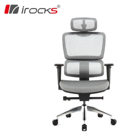 【iRocks】T07 人體工學椅 石墨灰高彈力台灣網布 4D大面積扶手