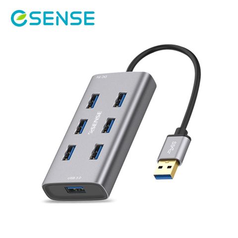 【ESENSE 逸盛】鋁合金7埠 USB3.0集線器最大傳輸速度5Gbps