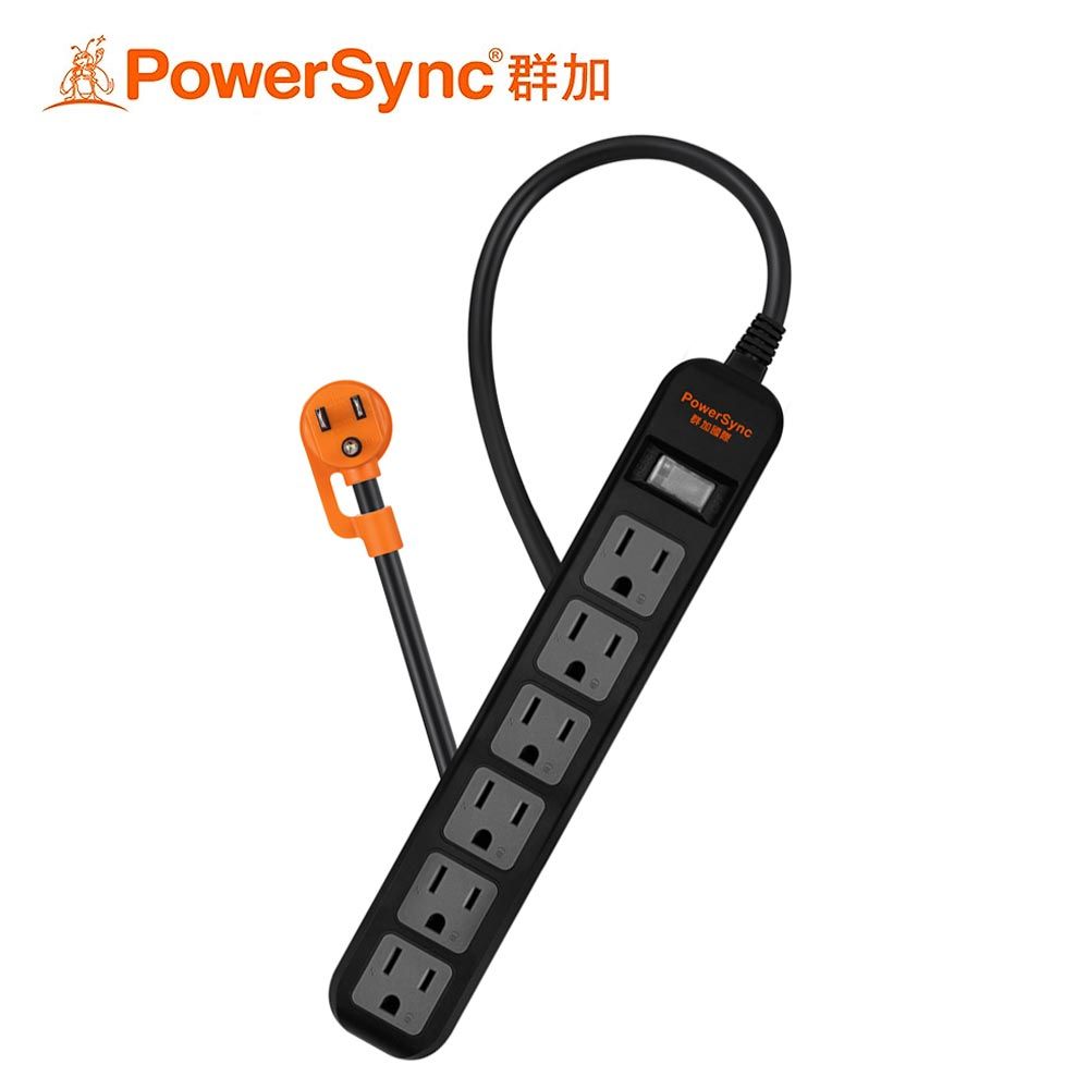 PowerSync 群加 直立式1開6插延長線-黑色 1.2M