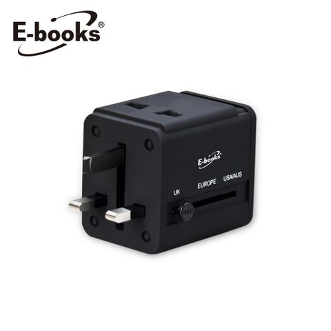 【E-books】B70 雙孔USB萬國轉接頭充電器可轉換英規、美規、澳規、歐規