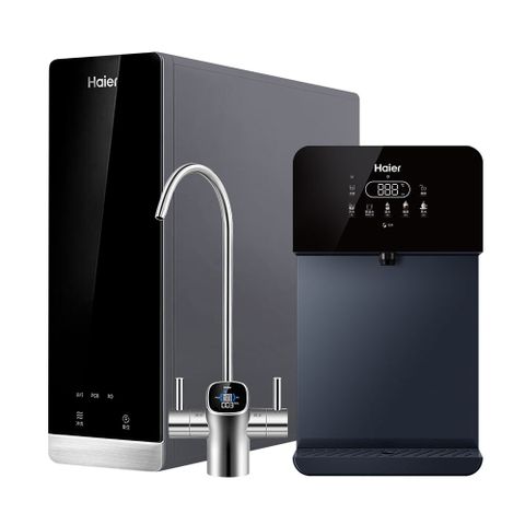 【Haier 海爾】壁掛UV瞬熱飲水機+RO800G鮮活淨水器 瞬熱製冷 冰溫熱贈基本安裝