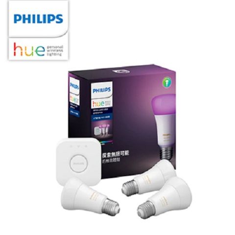 Philips 飛利浦 Hue 智慧照明 入門套件組 藍牙版燈泡+橋接器[PH002]Philips 飛利浦 Hue 智慧照明 入門套件組 藍牙版燈泡+橋接器(PH002)