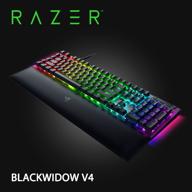 RAZER BLACKWIDOW V4 雷蛇黑寡婦蜘蛛幻彩版V4 電競鍵盤-綠軸- PChome