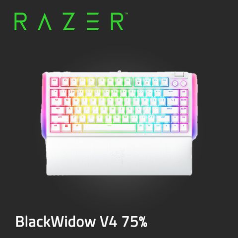 Razer BlackWidow V4 75% 黑寡婦 V4 75%幻彩版機械式電競鍵盤(白色/英文)