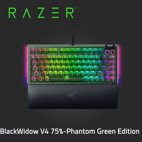 Razer BlackWidow V4 75%-Phantom Green Edition 幻彩版機械式電競鍵盤