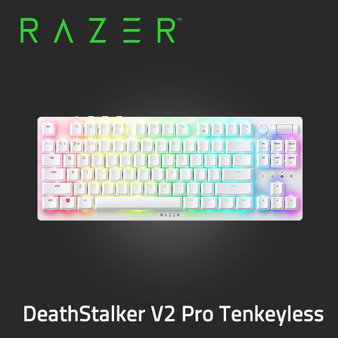 RAZER 雷蛇 DeathStalker V2 Pro TKL 無線機械式鍵盤(紅軸/英文)-白色