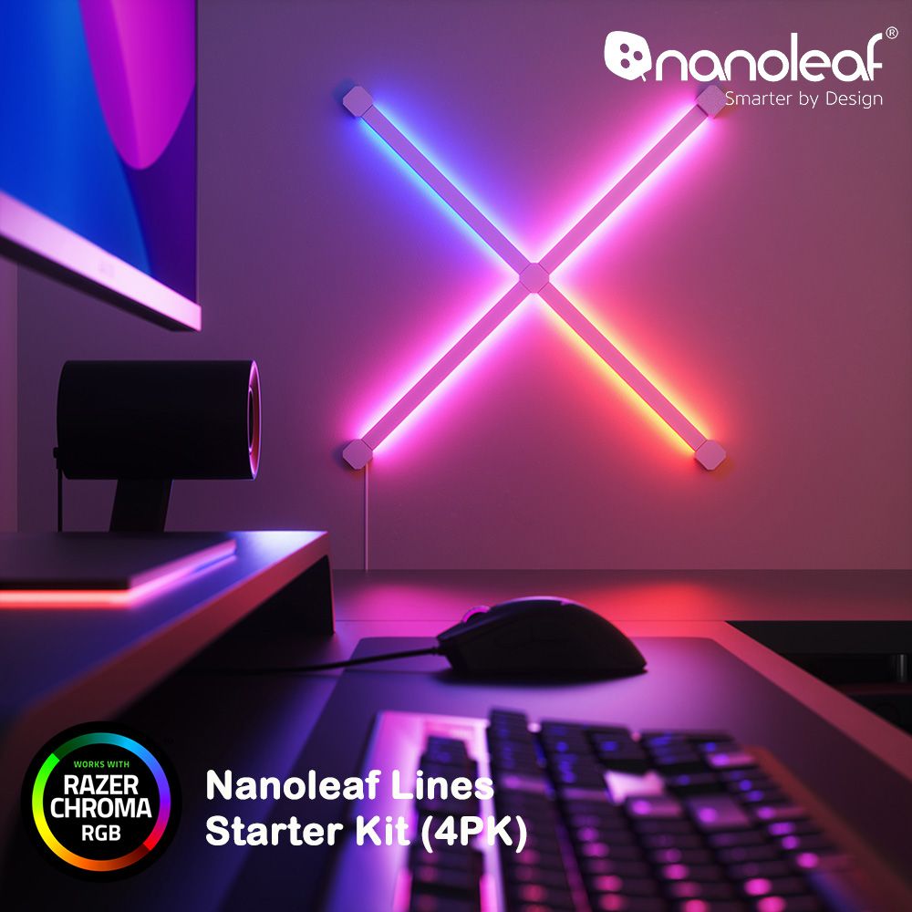 Nanoleaf Lines 智能星座燈正方形(4條組)-【RAZER 雷蛇御用燈條