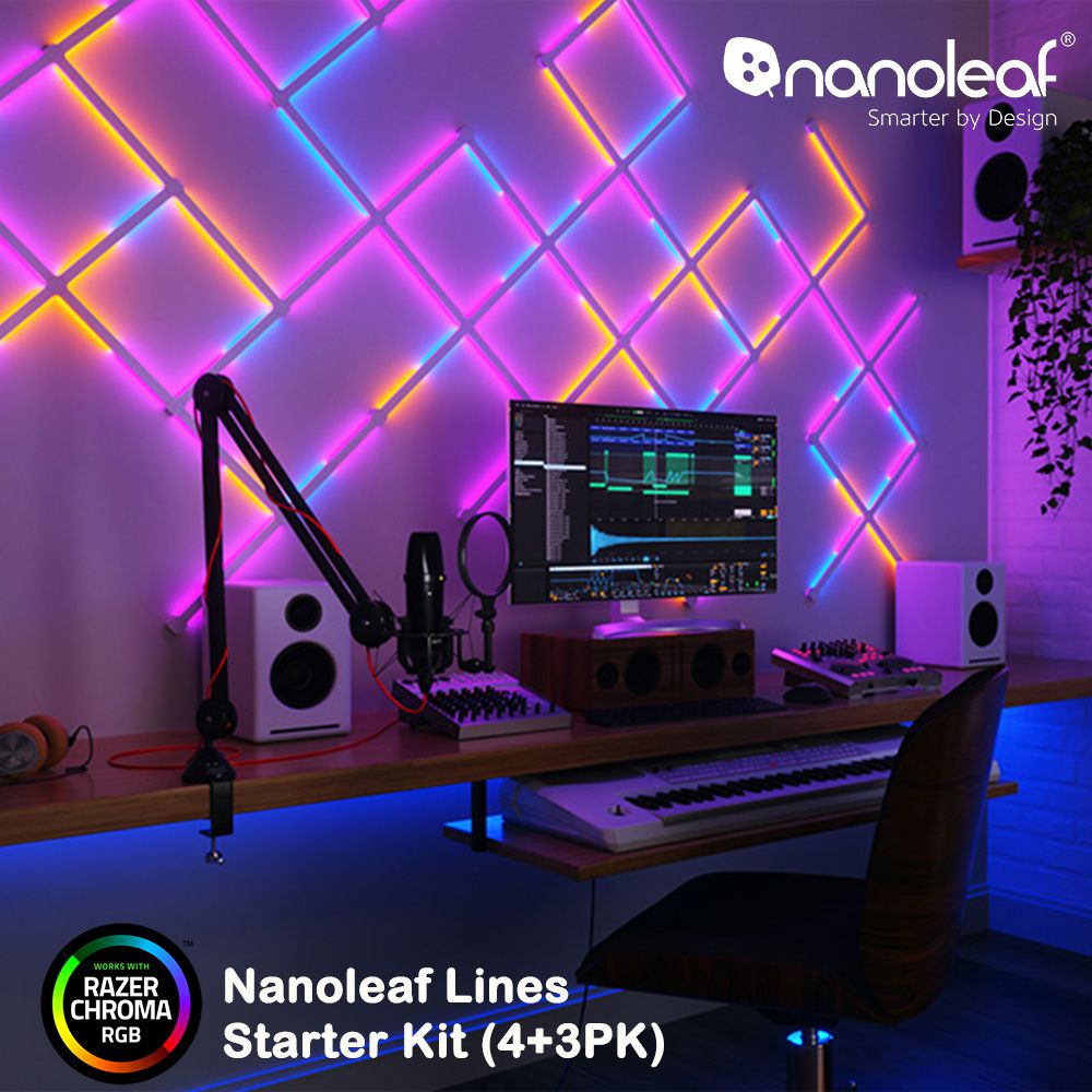 Nanoleaf  Lines 智能星座燈正方形 (4條+3條擴充組)-【RAZER 雷蛇御用燈條】