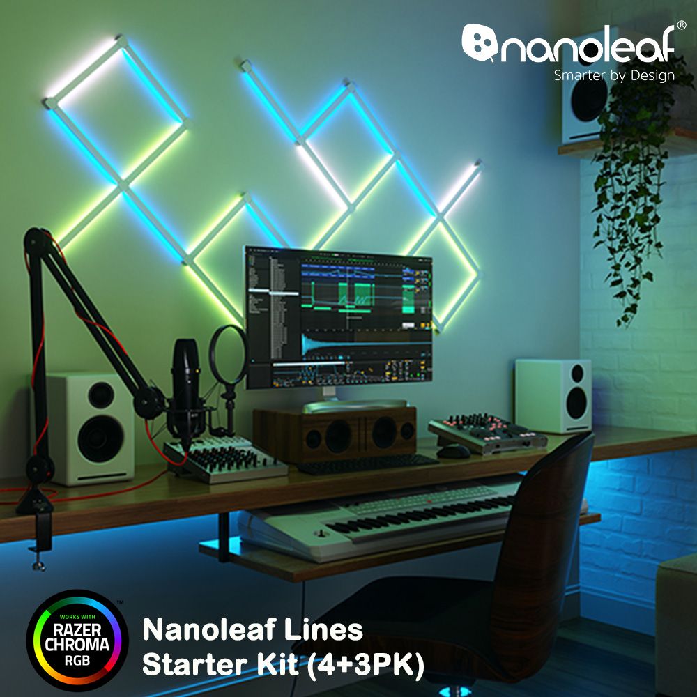 Nanoleaf  Lines 智能星座燈正方形 (4條+3條擴充組)-【RAZER 雷蛇御用燈條】