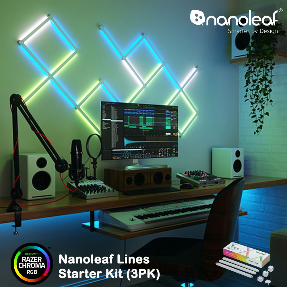 Nanoleaf  Lines 智能星座燈正方形 (3條擴充組))-【RAZER 雷蛇御用燈條】