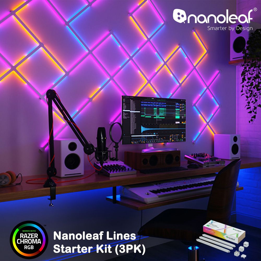 Nanoleaf  Lines 智能星座燈正方形 (3條擴充組))-【RAZER 雷蛇御用燈條】