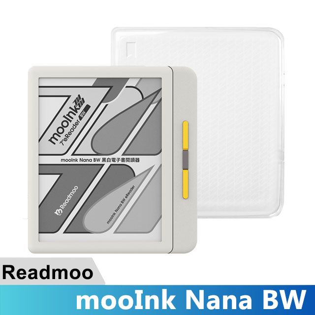 Readmoo 讀墨 7吋mooInk Nana BW 黑白電子書閱讀器 - 迷月白 透明殼套組